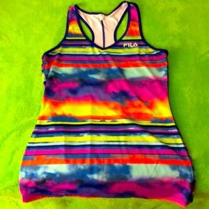 EUC FILA Rainbow Tie-Dye Racerback Top Sz M